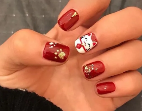2021春节美甲图片大全红色显白(春节美甲图片大全2020红色)
