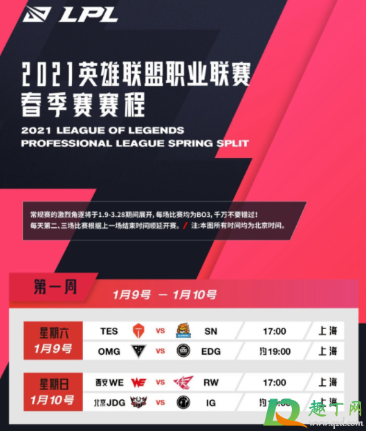 2021lpl春季赛赛程是怎么安排的(2021lpl春季赛常规赛赛程表)