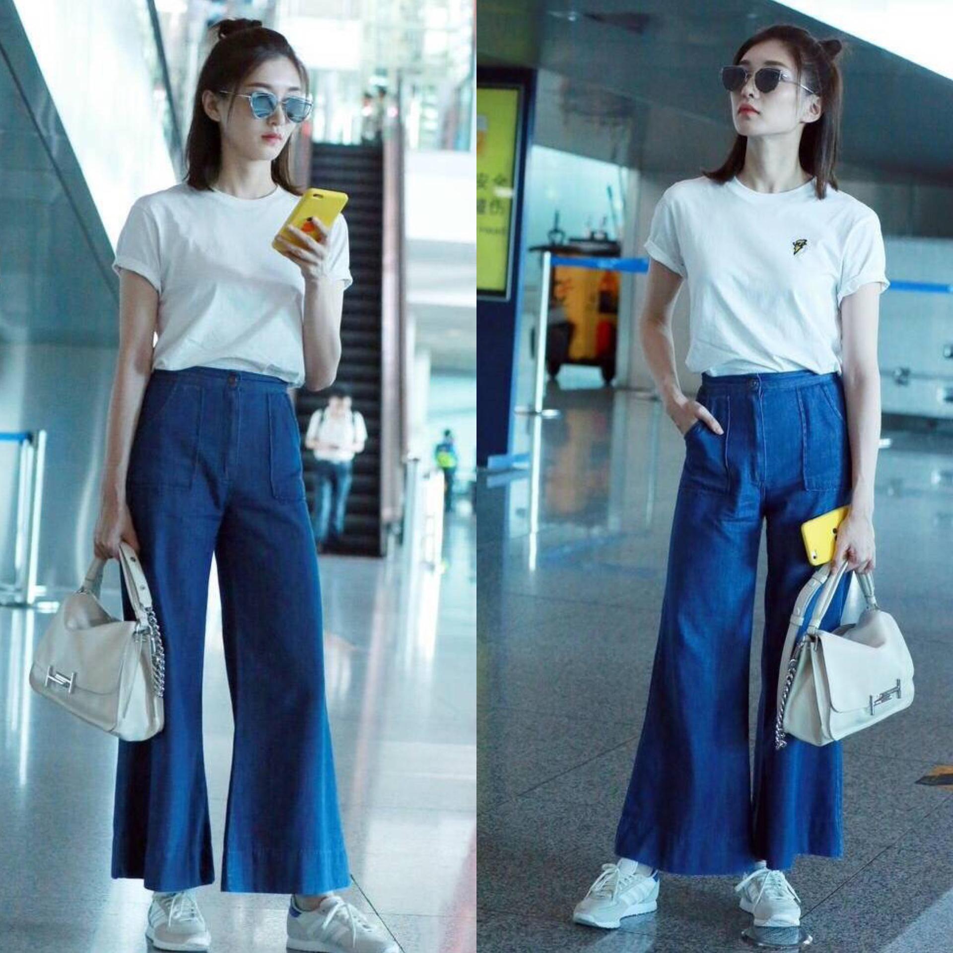 江疏影穿牛仔裤图片(江疏影长裤)