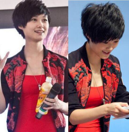 李宇春穿紧身红衣小露乳沟图