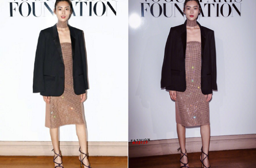 刘雯裸色水钻裙尽显超模气质(刘雯穿吊带长裙) 刘雯裸色水钻裙尽显超模气质(刘雯穿吊带长裙)